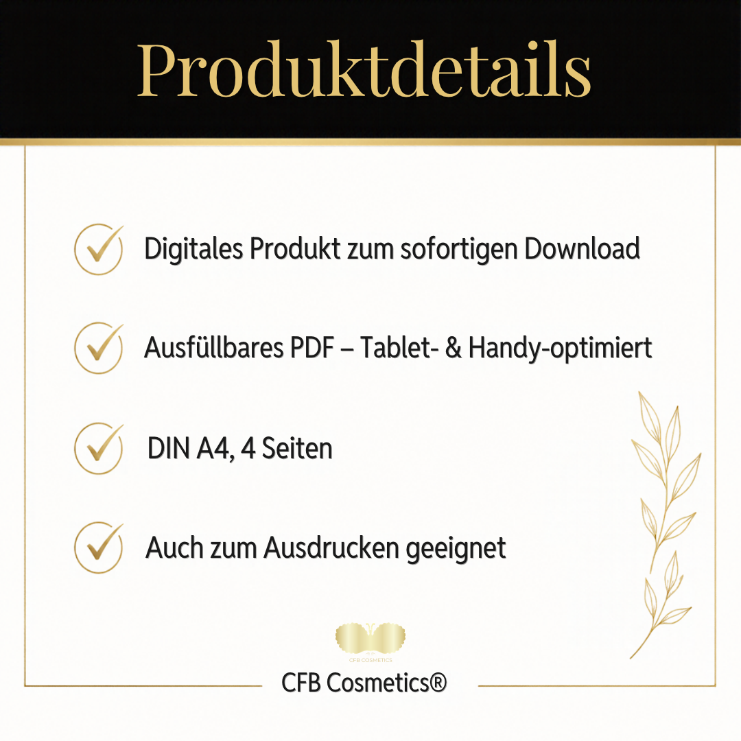 Produktdetails - Kundenfragebogen Lash & Brow Lifting CFB Cosmetics
