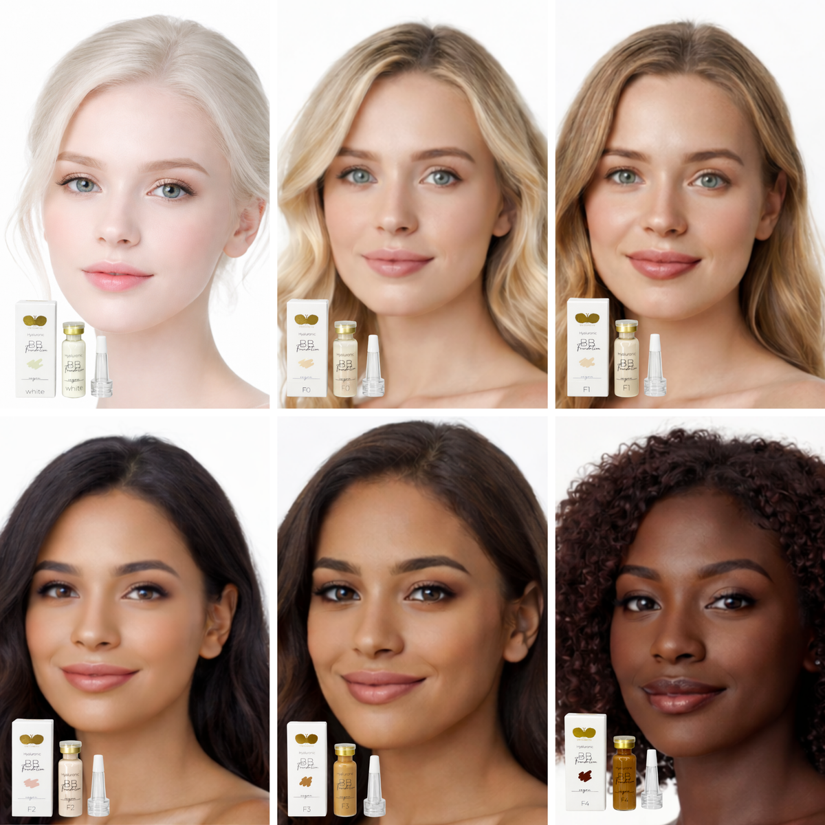 BB Glow Foundation mit Hyaluron - Farbe F3 - 5er Set plus 1 gratis - CFB Cosmetics®