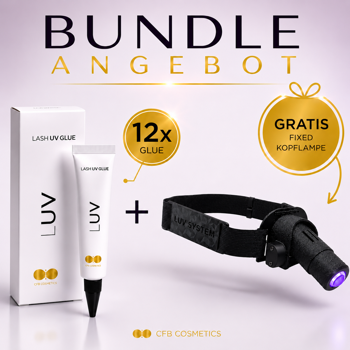 Bundle 12x LUV Kleber + Kopflampe Fixed Violett
