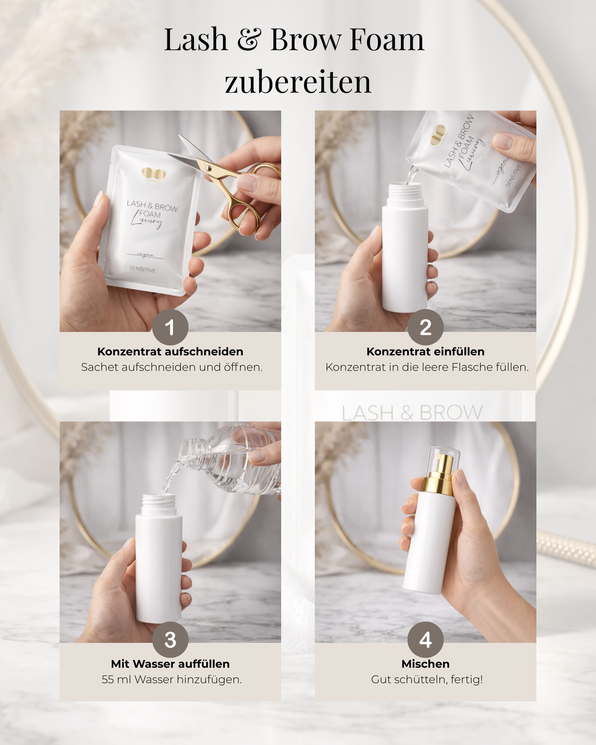 Shampoing concentré pour cils | Lash & Brow Foam | Luxury