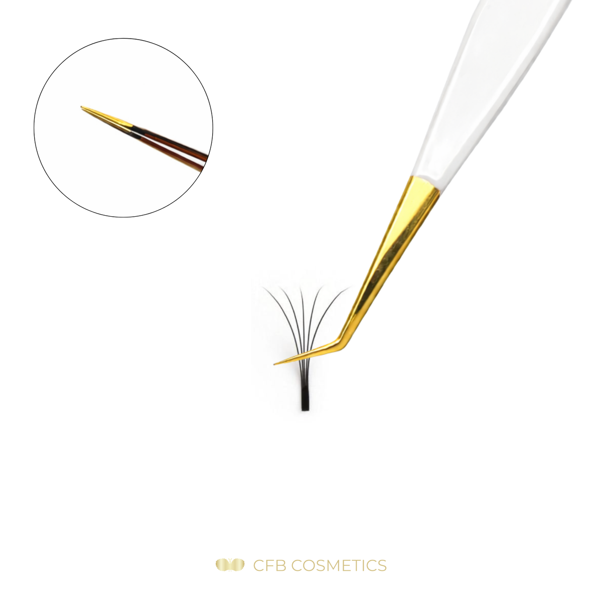 Pinzas de lujo n.º 12, 45°, 10 mm, para la técnica de volumen y separación, CFB Cosmetics®
