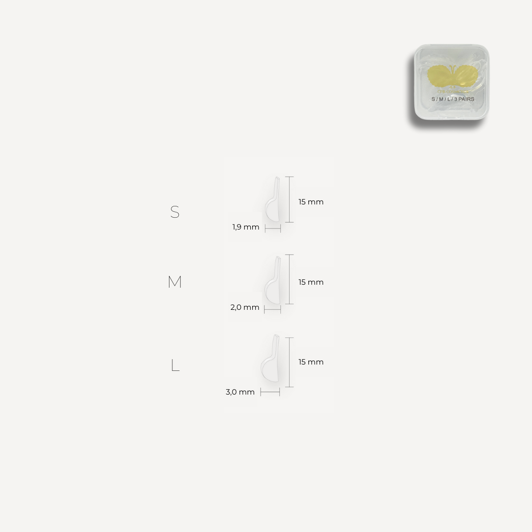 Silikonpads für Lash Lifting | 3 Paar S, M & L | selbstklebend | CFB Cosmetics®