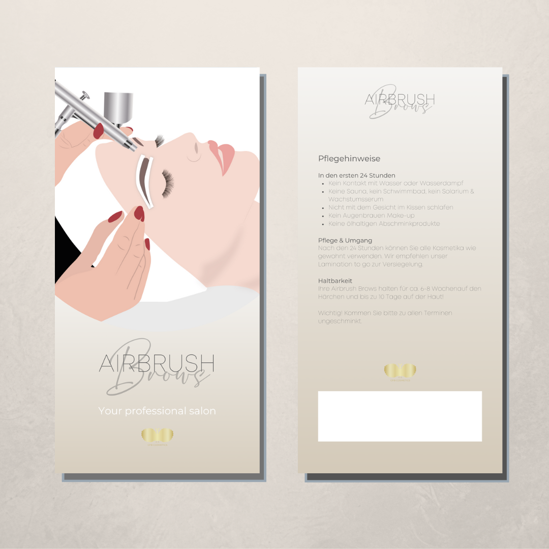 Flyer Pflegehinweise Airbrush Brows 50 Stück CFB Cosmetics®