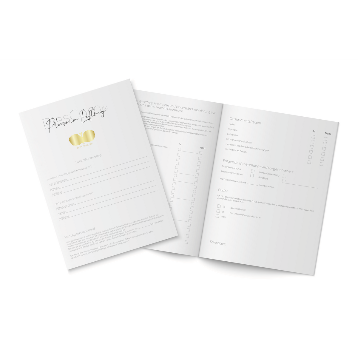 Kundenfragebogen Plasma Lifting DIN A4 doppelseitig 25 Stück CFB Cosmetics®