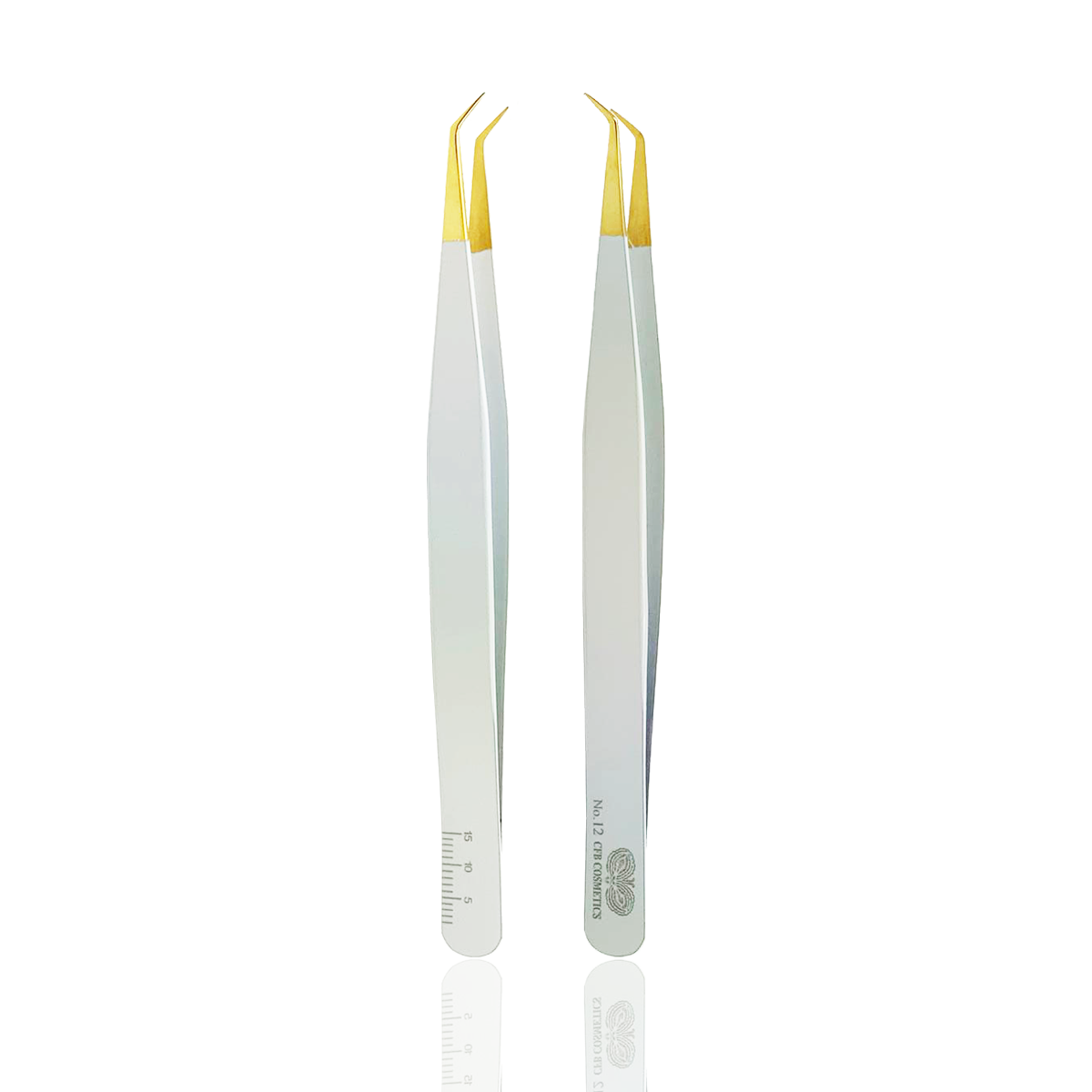 Pinzas de lujo n.º 12, 45°, 10 mm, para la técnica de volumen y separación, CFB Cosmetics®