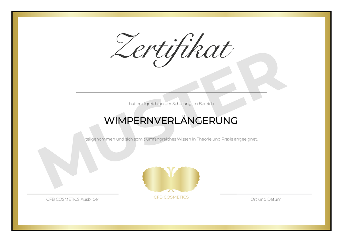Zertifikat | Wimpernverlängerung