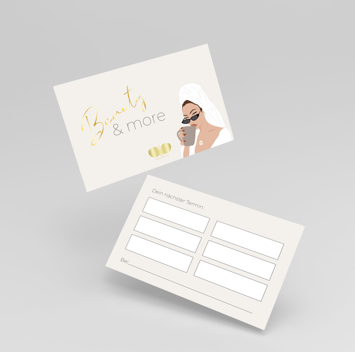 Terminkarten mit stylischem Design 50 Stück für Kosmetikstudios CFB Cosmetics® – 800tktasse