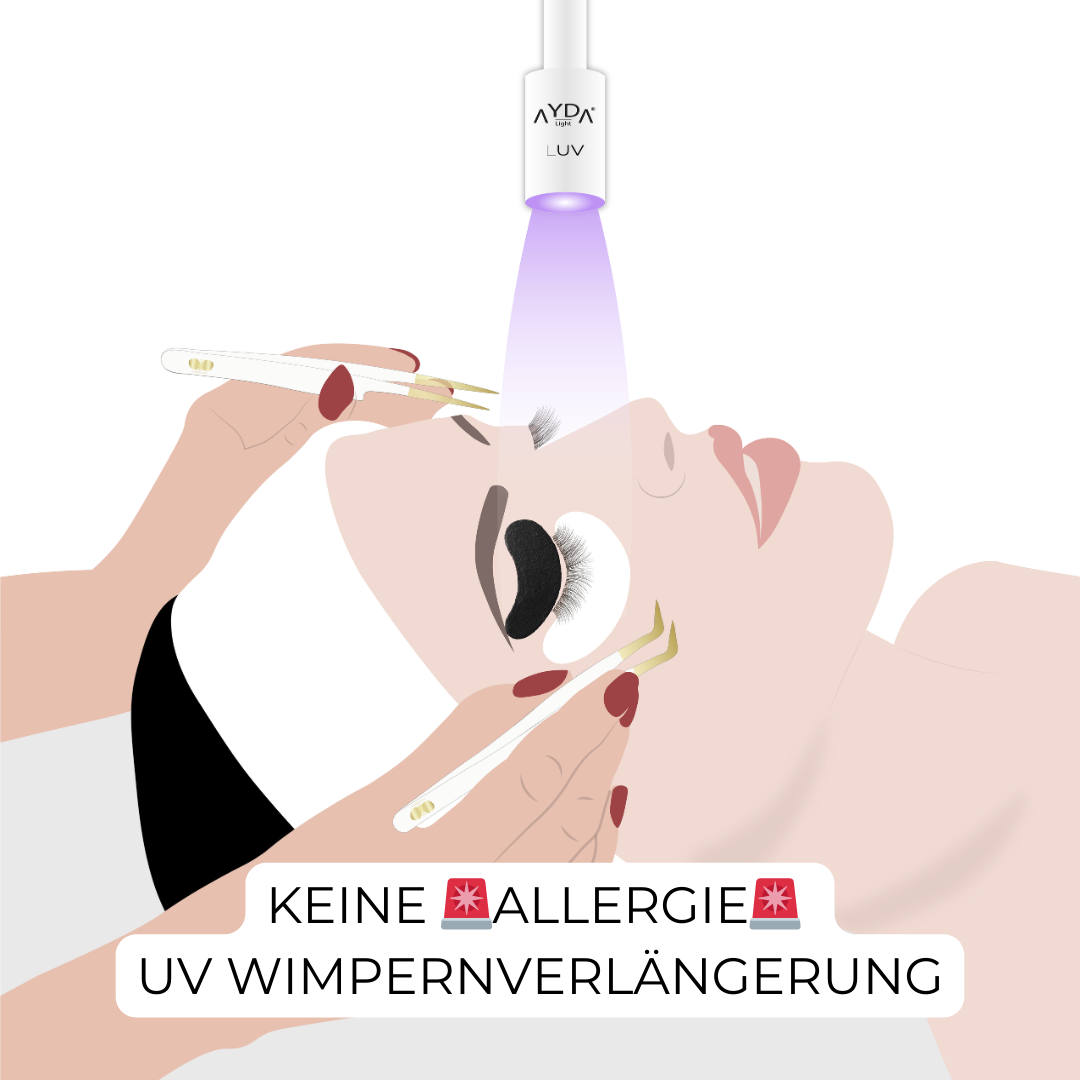Keine Wimpernkleberallergie mehr mit einer UV Wimpernverlängerung - CFB Cosmetics
