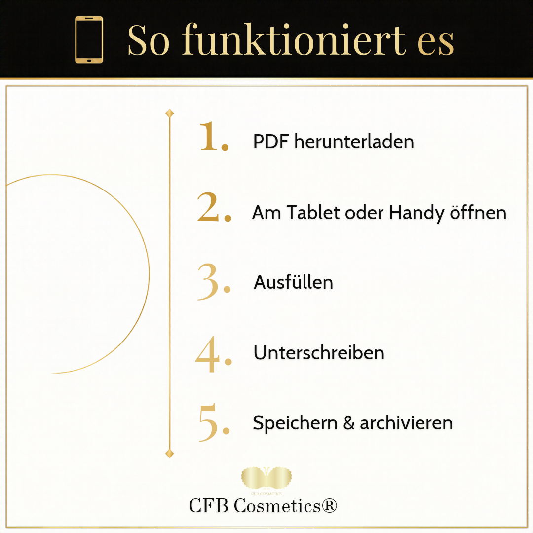 So funktioniert es - Kundenfragebogen Wimpernverlängerung CFB Cosmetics