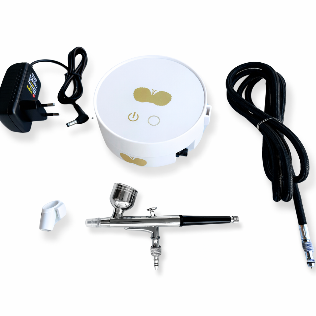 Aparato para cejas con aerógrafo y compresor de corriente continua para aplicaciones profesionales CFB Cosmetics®