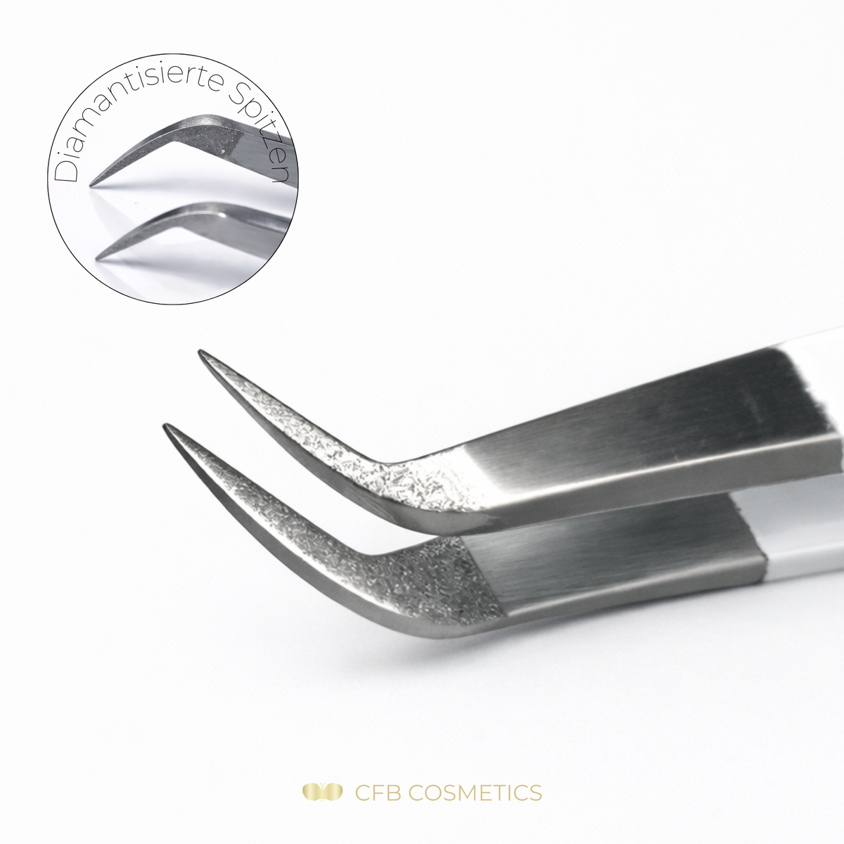 Pinzas de diamante de lujo n.º 8 para extensiones de pestañas finas con técnica de volumen de CFB Cosmetics®