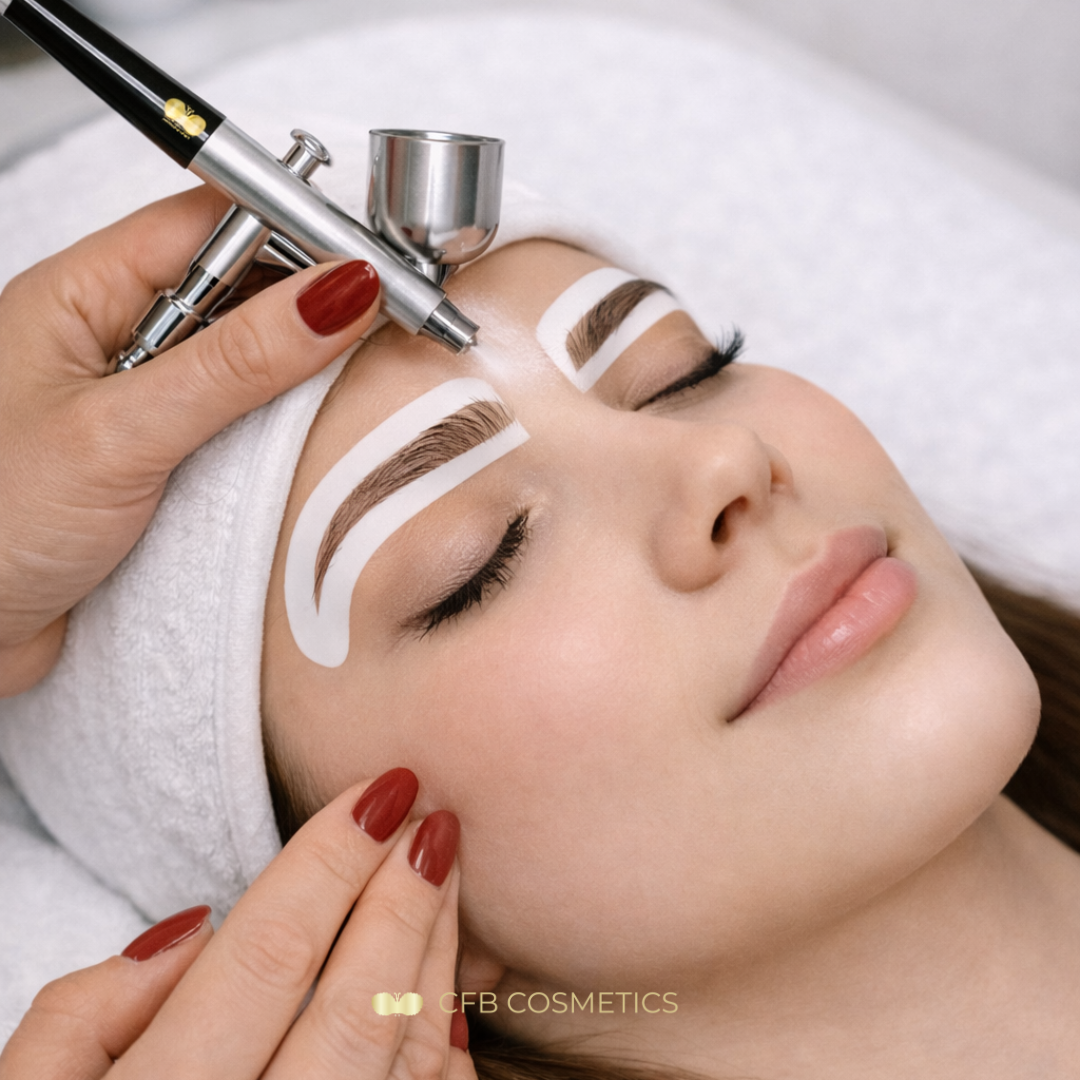Aparato para cejas con aerógrafo y compresor de corriente continua para aplicaciones profesionales CFB Cosmetics®