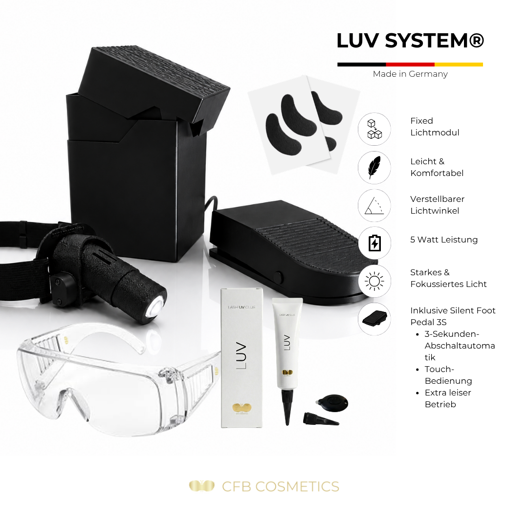 LUV System® Kopflampe Set Fixed UV LED  Weiß Licht – Made in Germany 