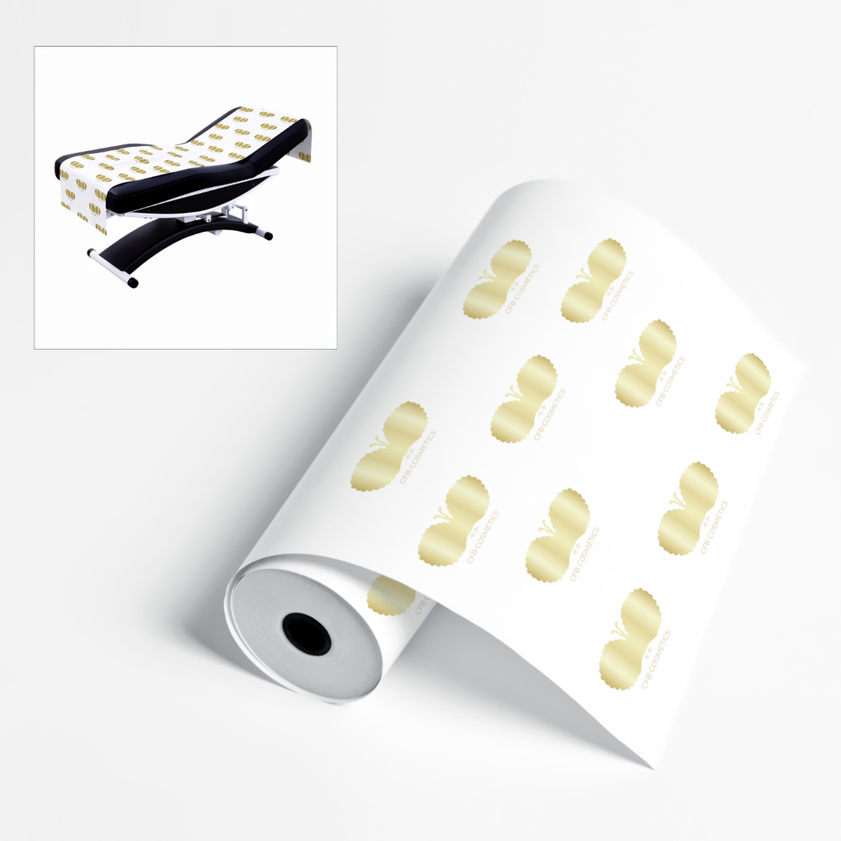 Medical-grade cover for cosmetic treatment table, water-repellent, 3-ply, 60 x 400 cm, CFB Cosmetics®