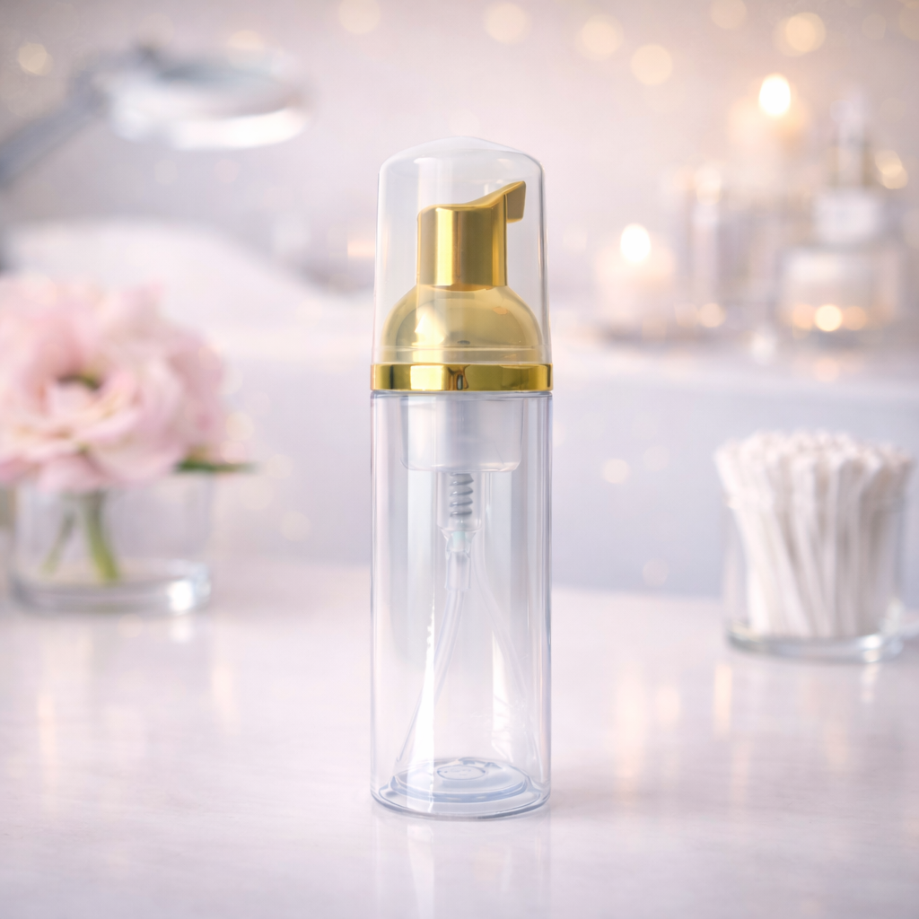 Botella vacía con dosificador de bomba de 60 ml para champú de pestañas, transparente y reutilizable, CFB Cosmetics®