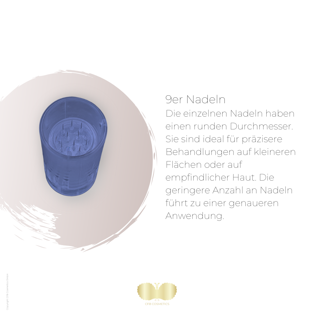 Aiguilles de microneedling, lot de 9, bleues, pour stylo de microneedling, stériles - CFB Cosmetics®