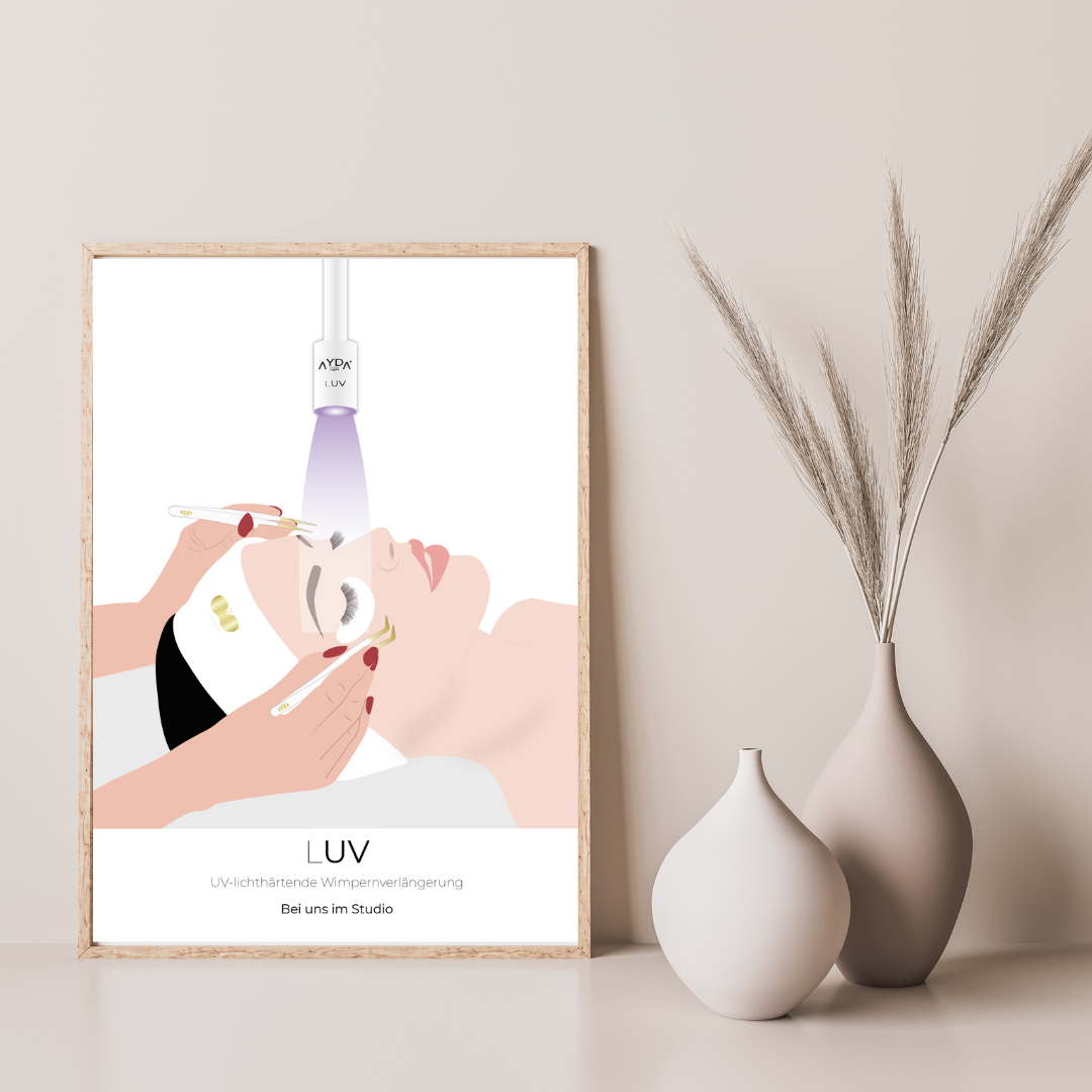 Poster UV Wimpernverlängerung DIN A1 hell LUV System Studio Poster CFB Cosmetics®