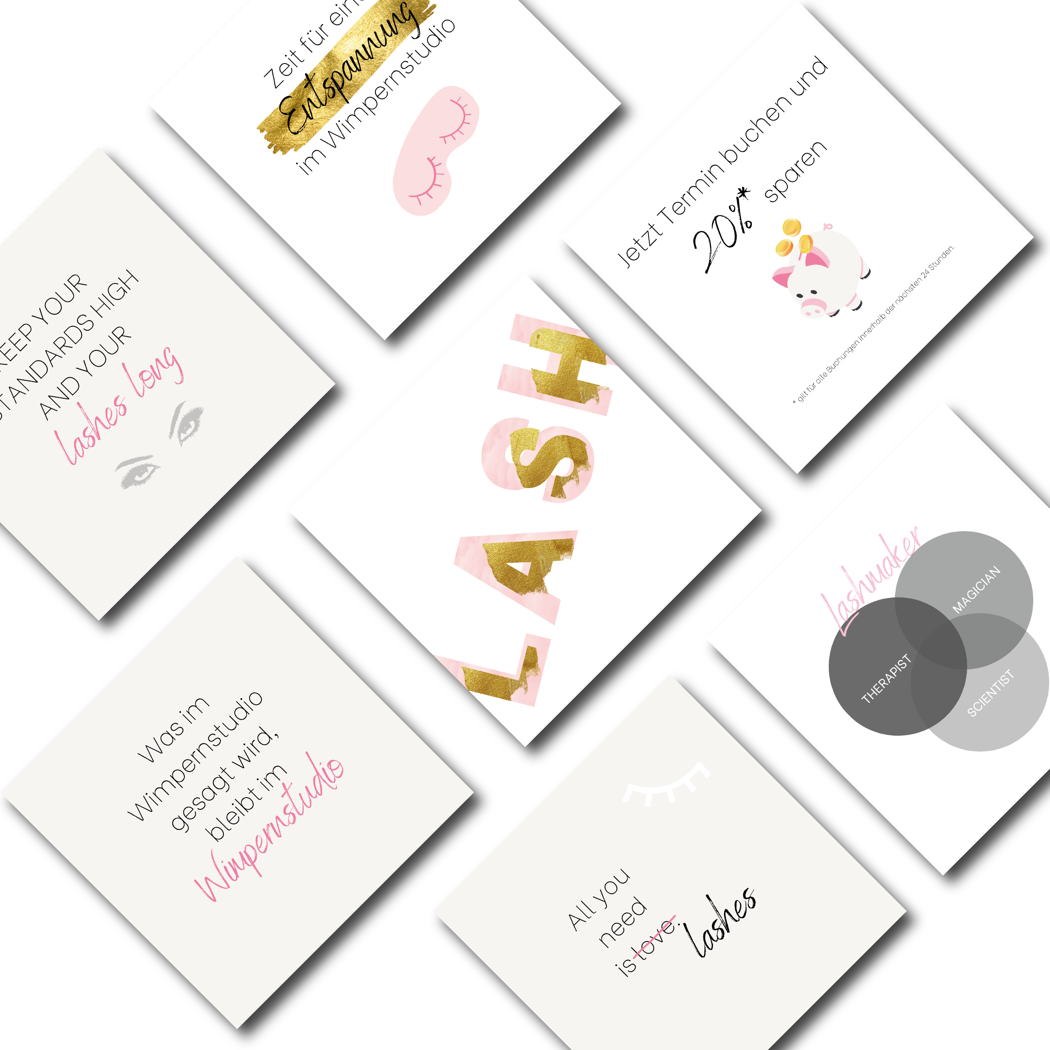 60 Instagram Post Vorlagen für Wimpernstylisten - Wimpernstudio - beige