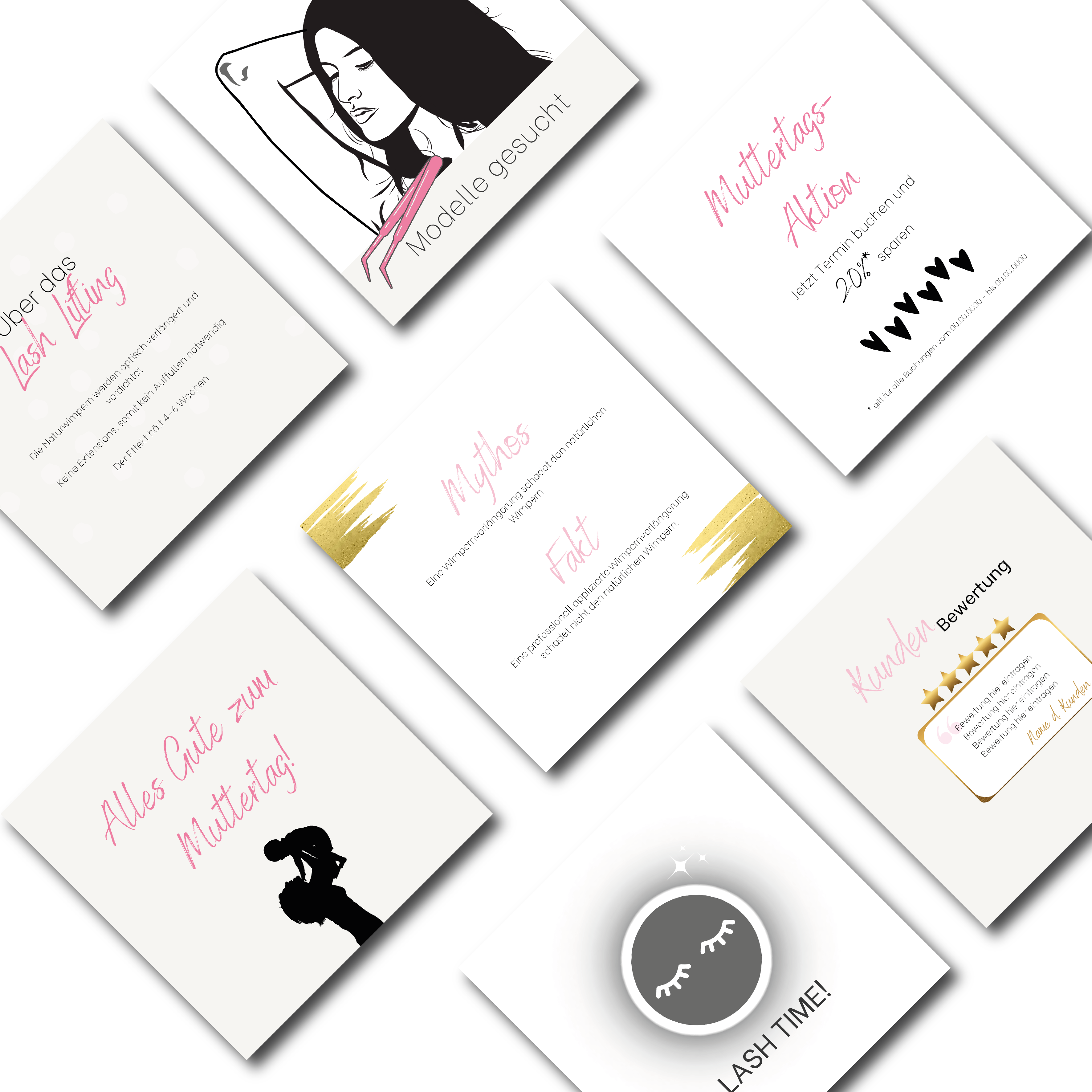 60 Instagram Post Vorlagen für Wimpernstylisten - Wimpernstudio - beige