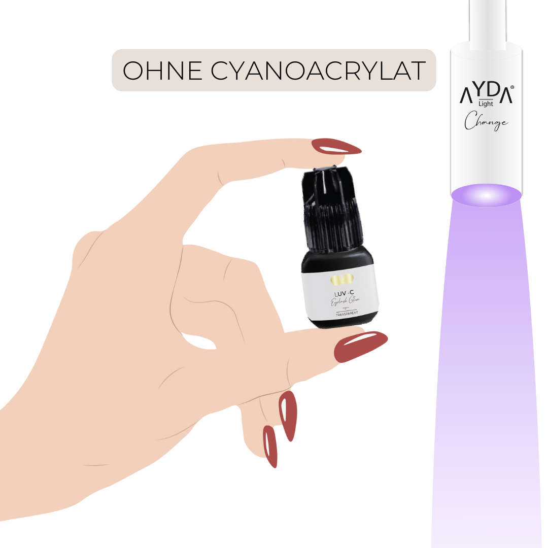 Wimpernkleber ohne Cyanoacrylat für die UV Wimpernverlängerung