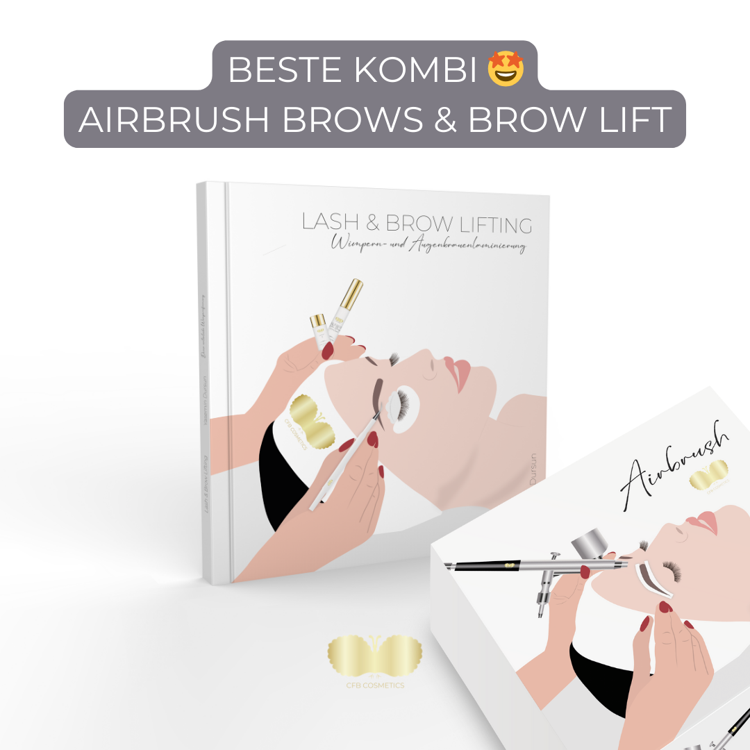Combination of airbrush hybrid brows and eyebrow lamination