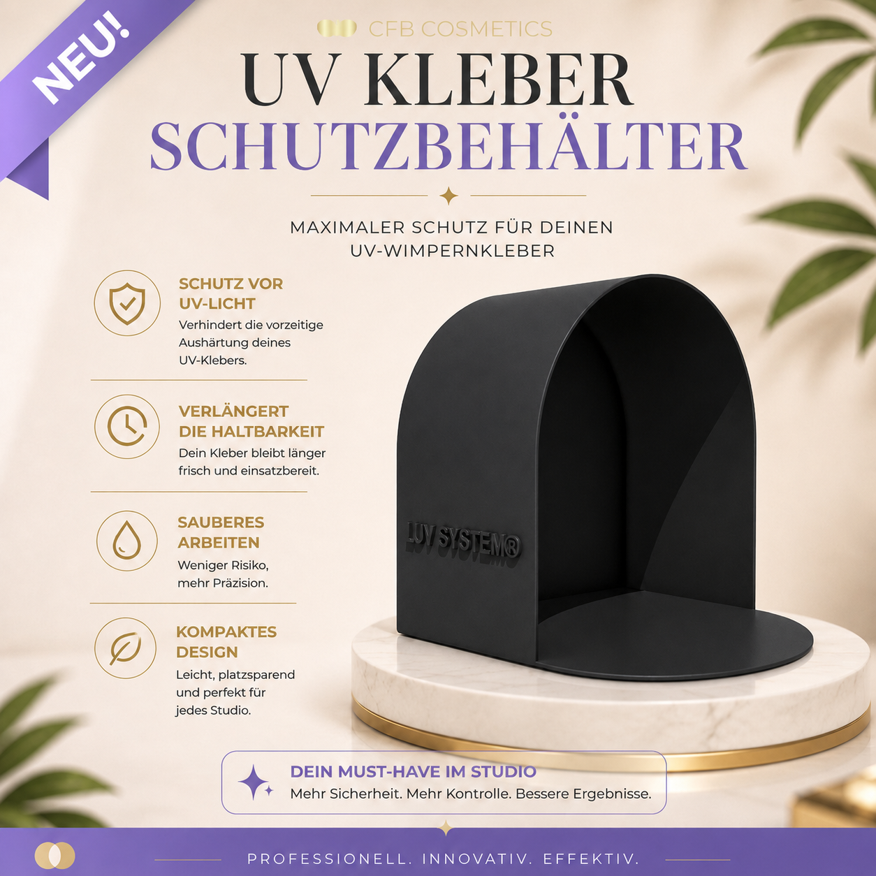UV adhesive protective container - LUV System® | Protection for UV eyelash adhesive
