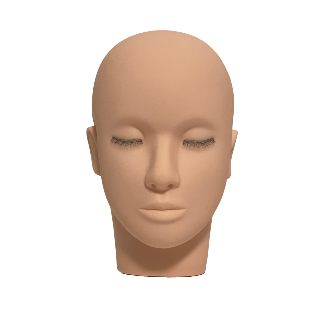 Training head with simulated 3-row natural eyelashes Training head with simulated 3-row natural eyelashes