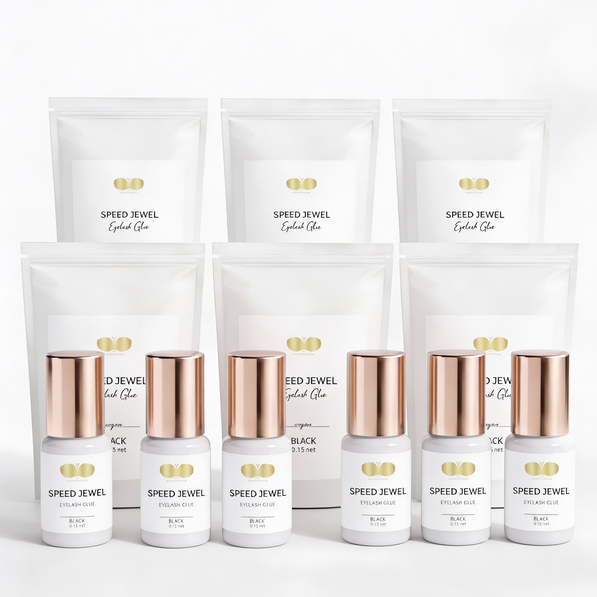 Eyelash glue set of 5 + 1 free | SPEED JEWEL | black 