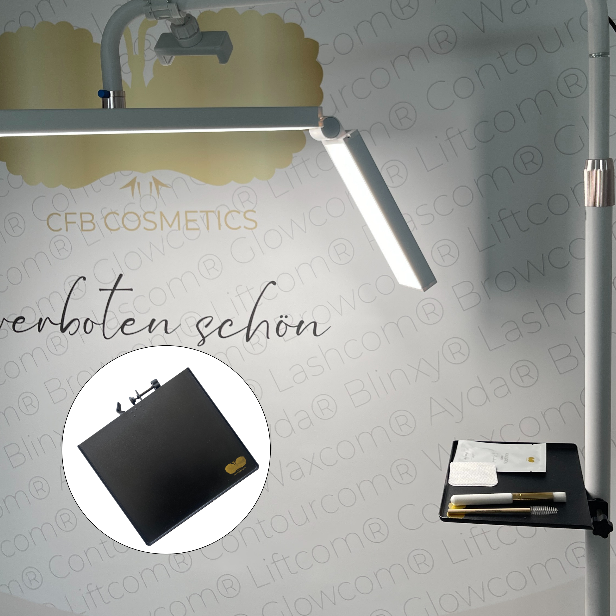 Eyelash tray for cosmetic lamp