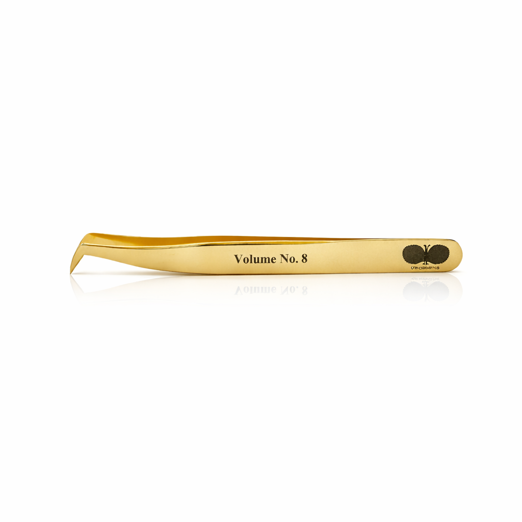 Gold Professional Pinzette No. 8 - 75 Grad 6 mm L Form - Volumen und Einzeltechnik CFB Cosmetics®