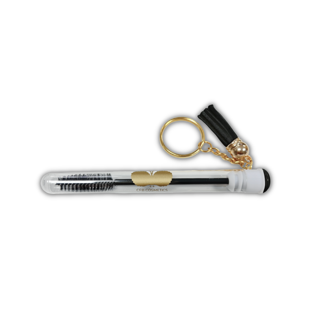 CFB-Cosmetic-Bu-rste-mit-Kappe-und-Anha-nger-schwarz Mascara brush | with protective cap | key ring
