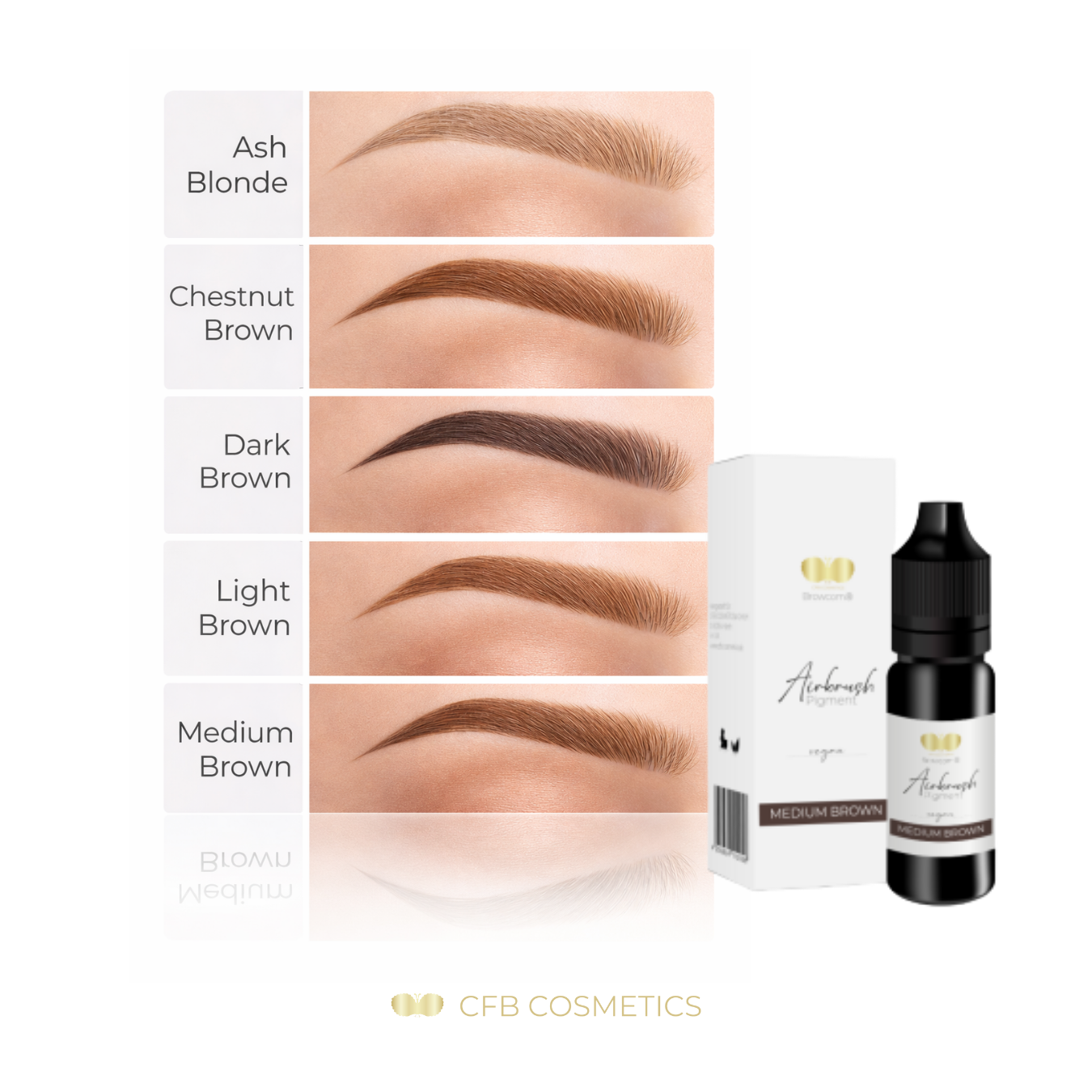 Airbrush Pigment Set für Augenbrauen 5 Farbtöne CFB Cosmetics®