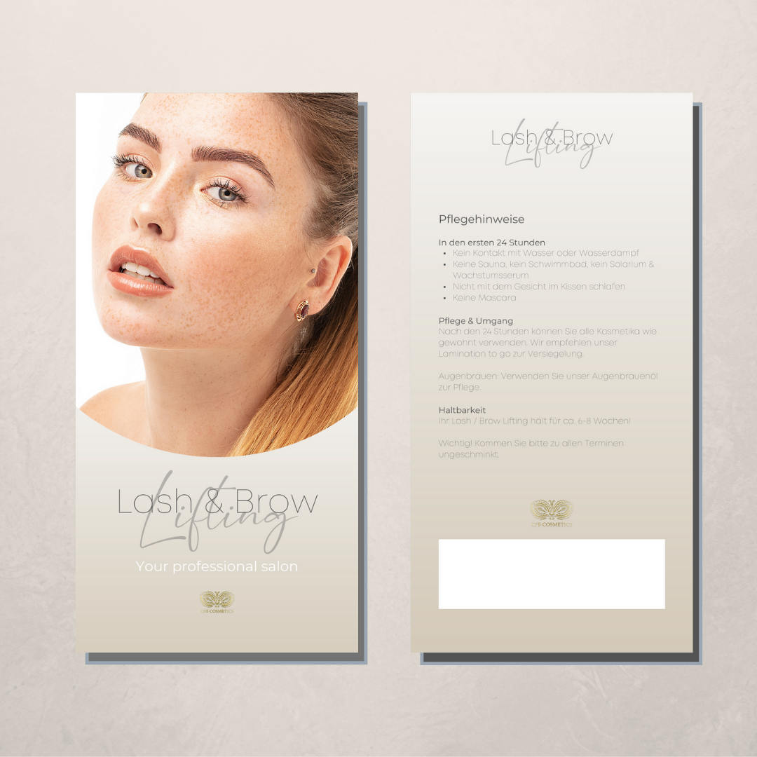 CFB-Cosmetics-Pflegehinweise-Lash-und-Brow-Lifting-2021 Flyer | Care instructions | Lash & Brow Lifting | 50 pieces