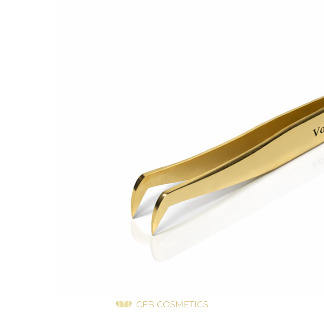 Gold Professional Pinzette No. 8 - 75 Grad 6 mm L Form - Volumen und Einzeltechnik CFB Cosmetics®