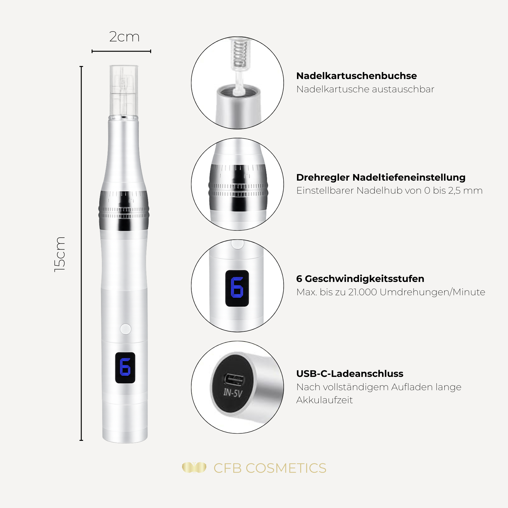 Microneedling Pen kabellos & flexibel | inkl. 12× Nadeln | CFB Cosmetics®