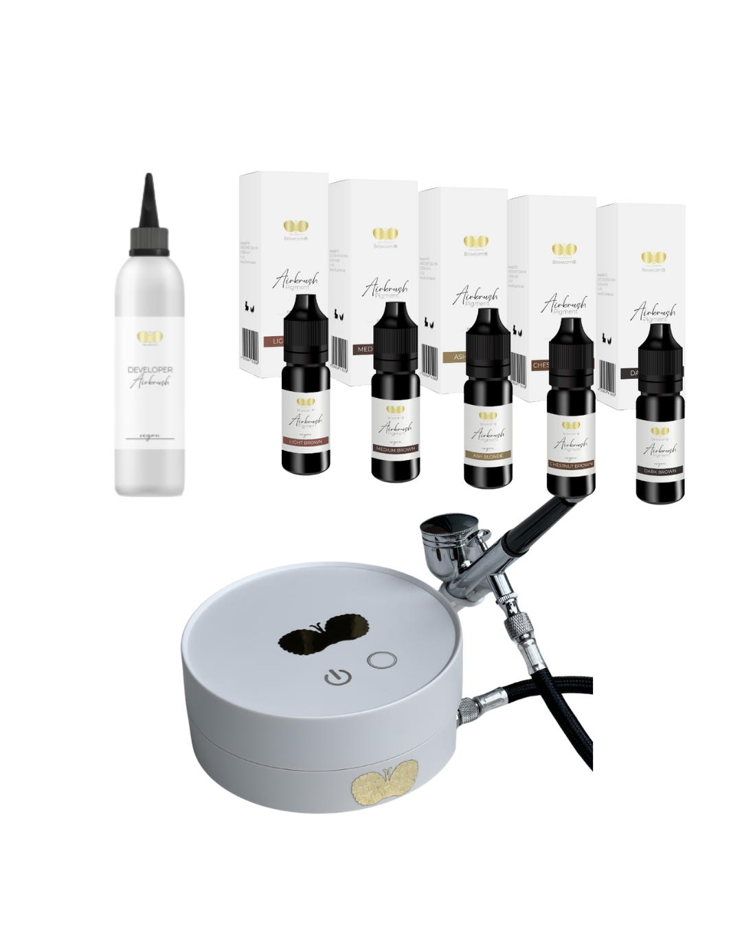 Prämienartikel Airbrush Gerät + 5 x Airbrush Pigmente + Entwickler