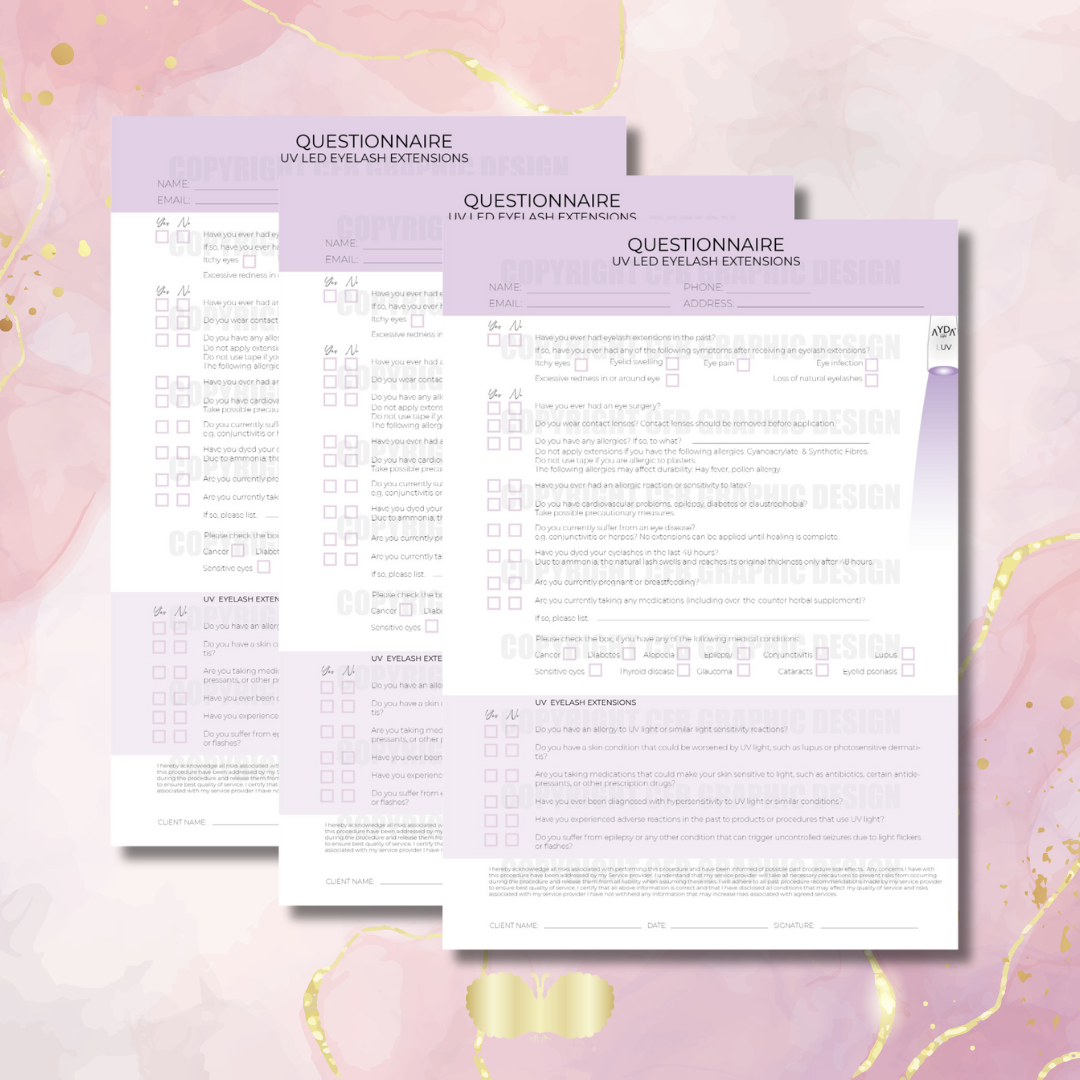 Kundenfragebogen | UV Wimpernverlängerung | Digital | PDF Datei