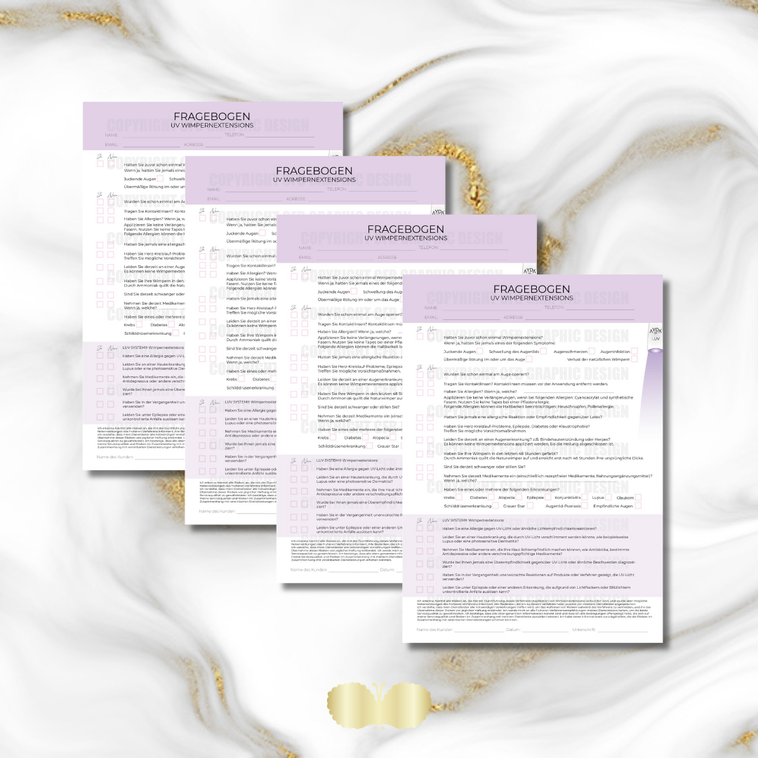 Kundenfragebogen | UV Wimpernverlängerung | Digital | PDF Datei