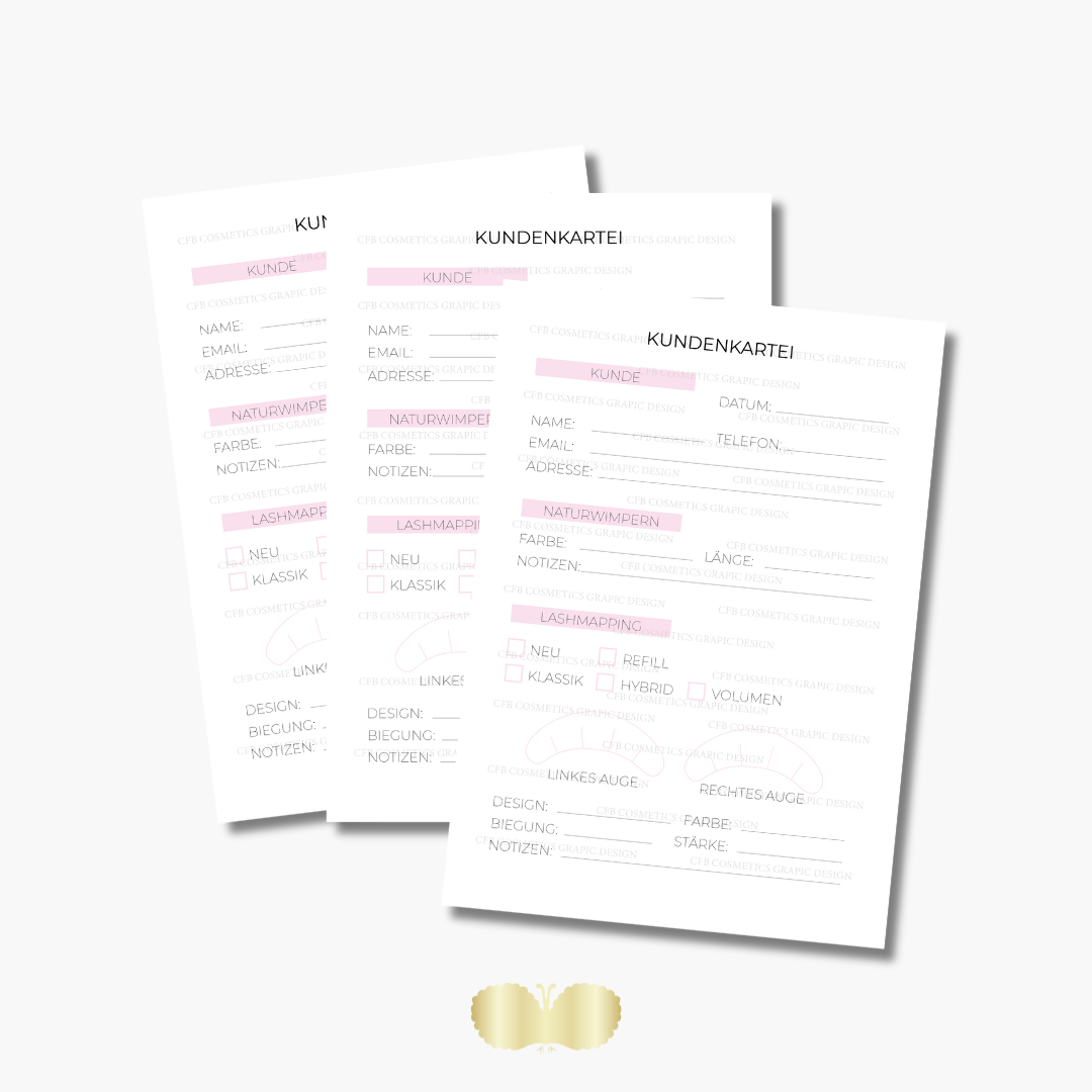 Kundenkartei Wimpernverlängerung | Wimpernstudiobedarf | Digital Kundenkartei Wimpernverlängerung | Wimpernstudiobedarf | Digital