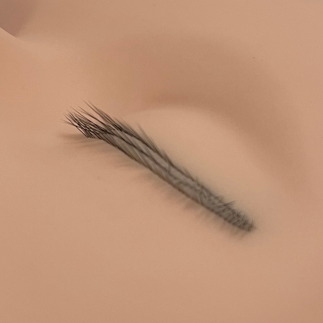 Training head with simulated 3-row natural eyelashes
