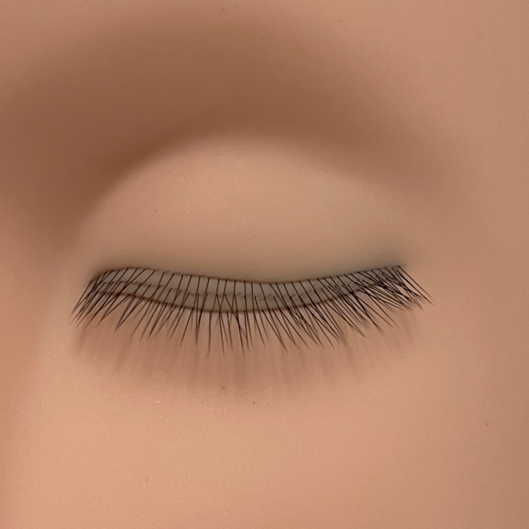 Training head with simulated 3-row natural eyelashes
