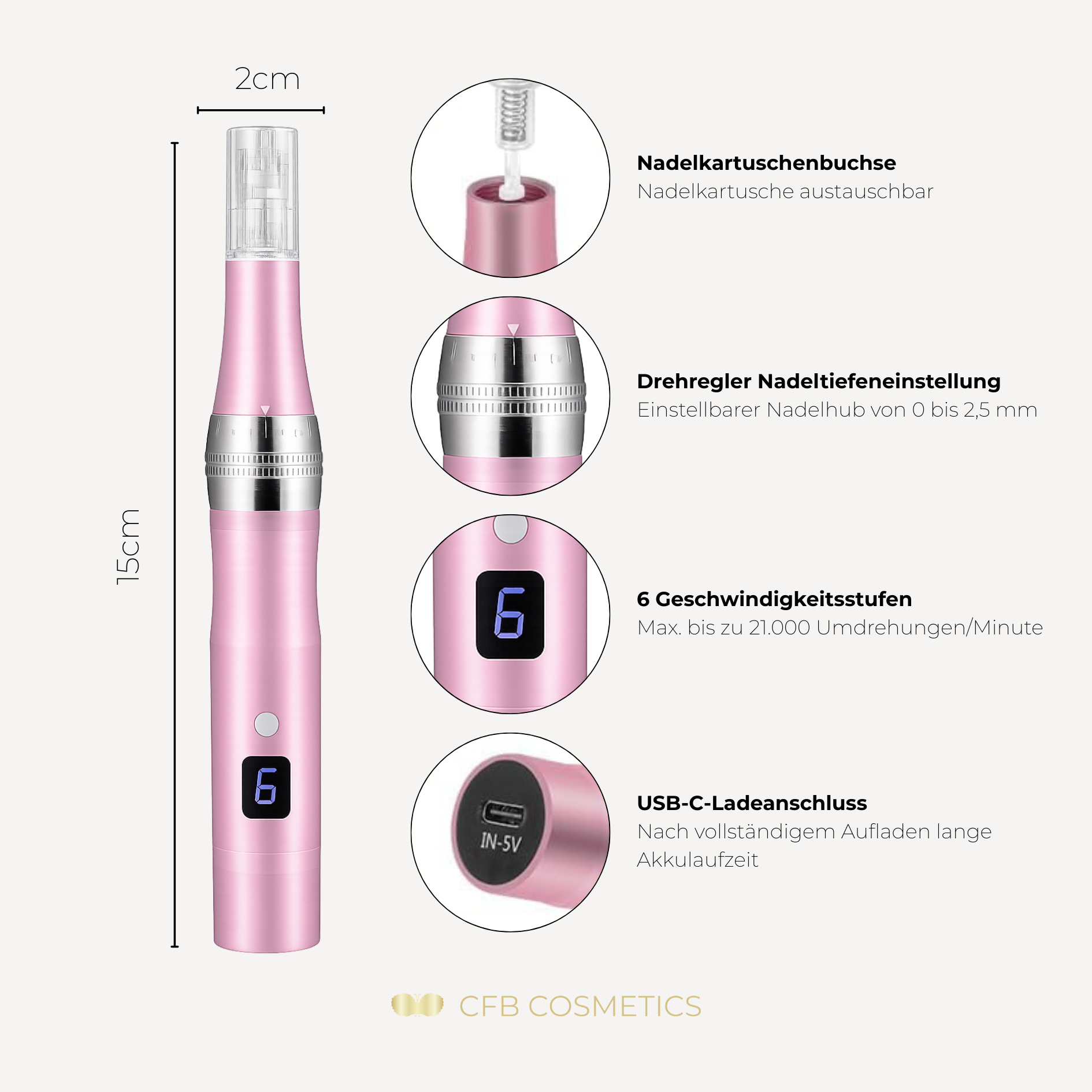 Microneedling Pen kabellos & flexibel | inkl. 12× Nadeln | CFB Cosmetics®
