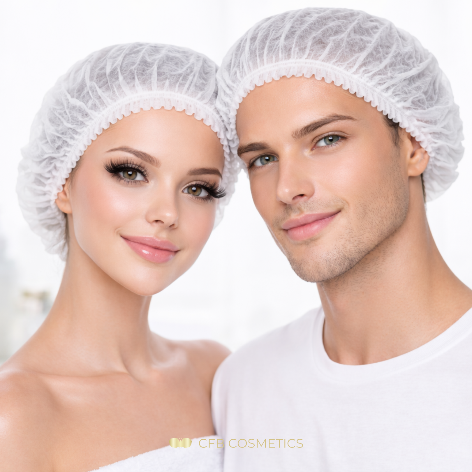 Disposable fleece bonnet 100 pieces white hygienic protection | CFB Cosmetics®